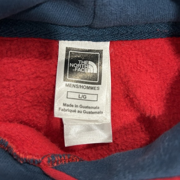 The North Face Men's Size Large Hooded Sweatshirt Red and Blue Hoodie Pullover - Picture 8 of 10